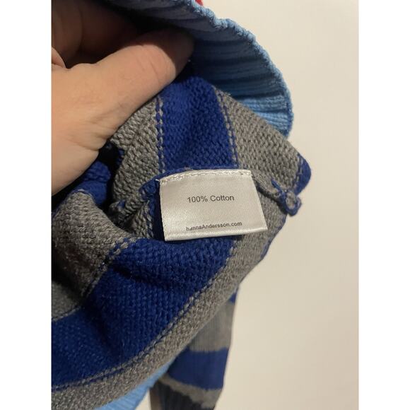 Hanna Andersson 100% Cotton Red/Blue/Gray Striped Sweater size US 5 Euro 110 - Picture 5 of 6